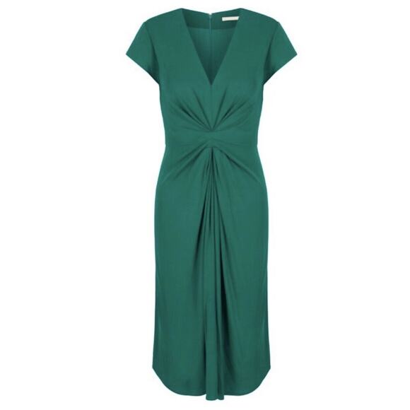 Issa London for Banana Republic Green Jersey Knit Pleated Dress Women's Size 12 - Picture 2 of 10